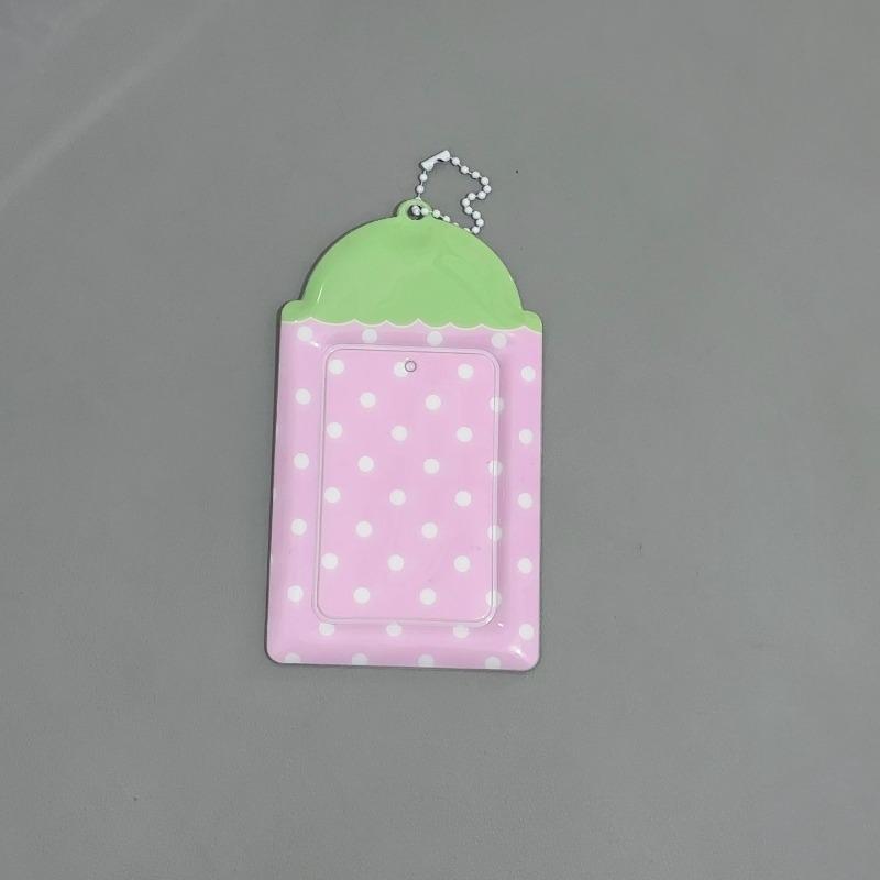 

Cute Pink Polka Dot Card Holder Kawaii Strawberry Anime Photo Album for 3 Inch Kpop Card Mini PhotoCard Organizer Girls Pendant