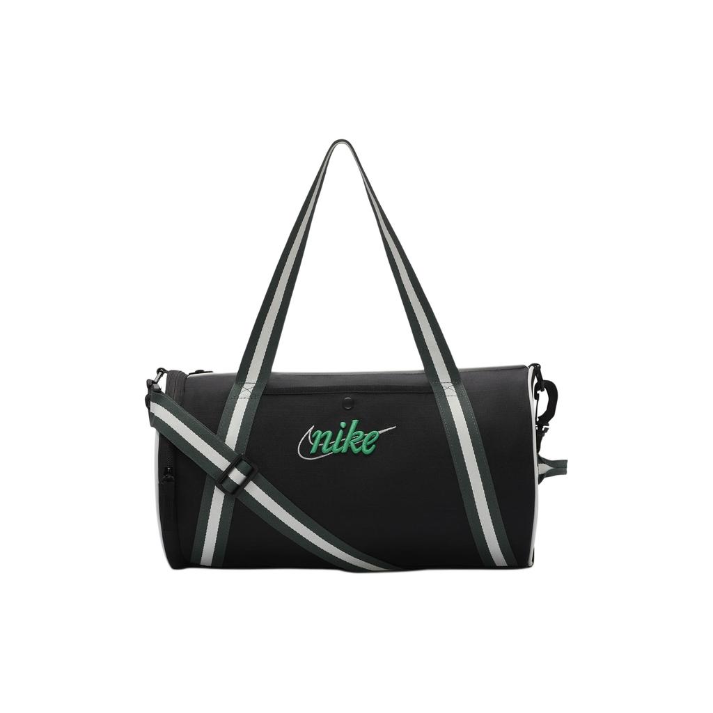 New Nike Polyester Portable One Shoulder Crossbody Gym Bags Large Size Unisex Black & Vintage Green & Stadium Green DR6261-013