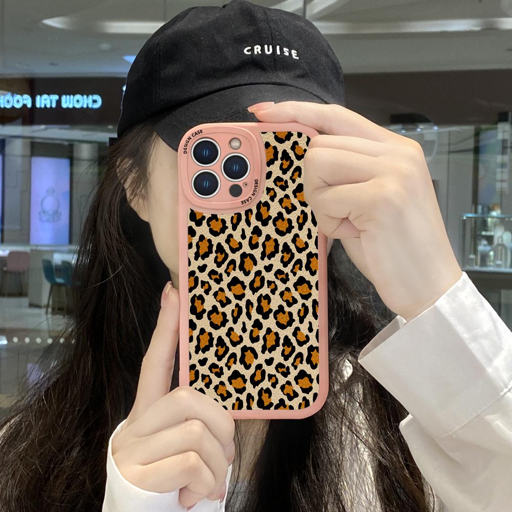 Slim Skin Feeling Popular Tide Leopard Grain Soft Silicone PU Leather Cover Phone Case for iPhone Samsung Huawei Honor Xiaomi Redmi OPPO Realme Vivo