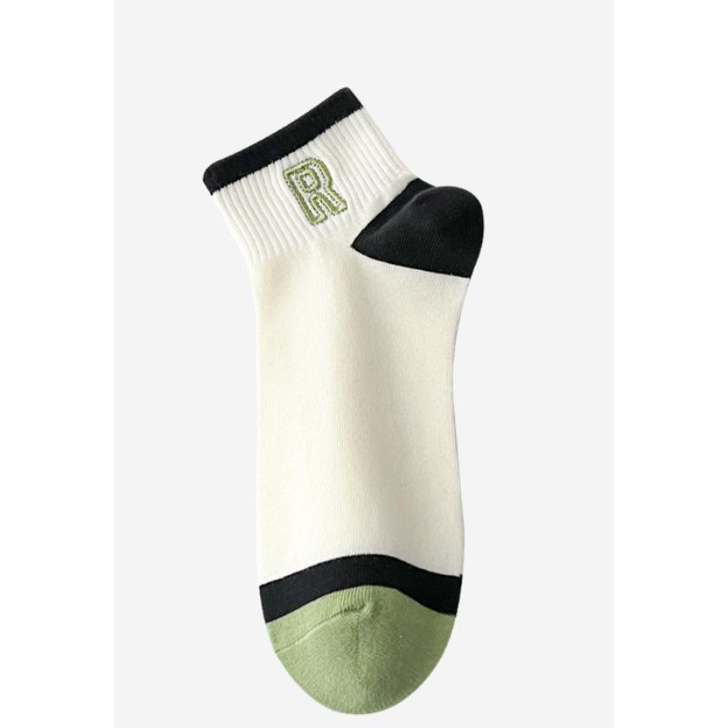 

Мужские весенние короткие носки, полосатые носки с вышивкой букв, модные носки, спортивные носки для бега и фитнеса 1 pair