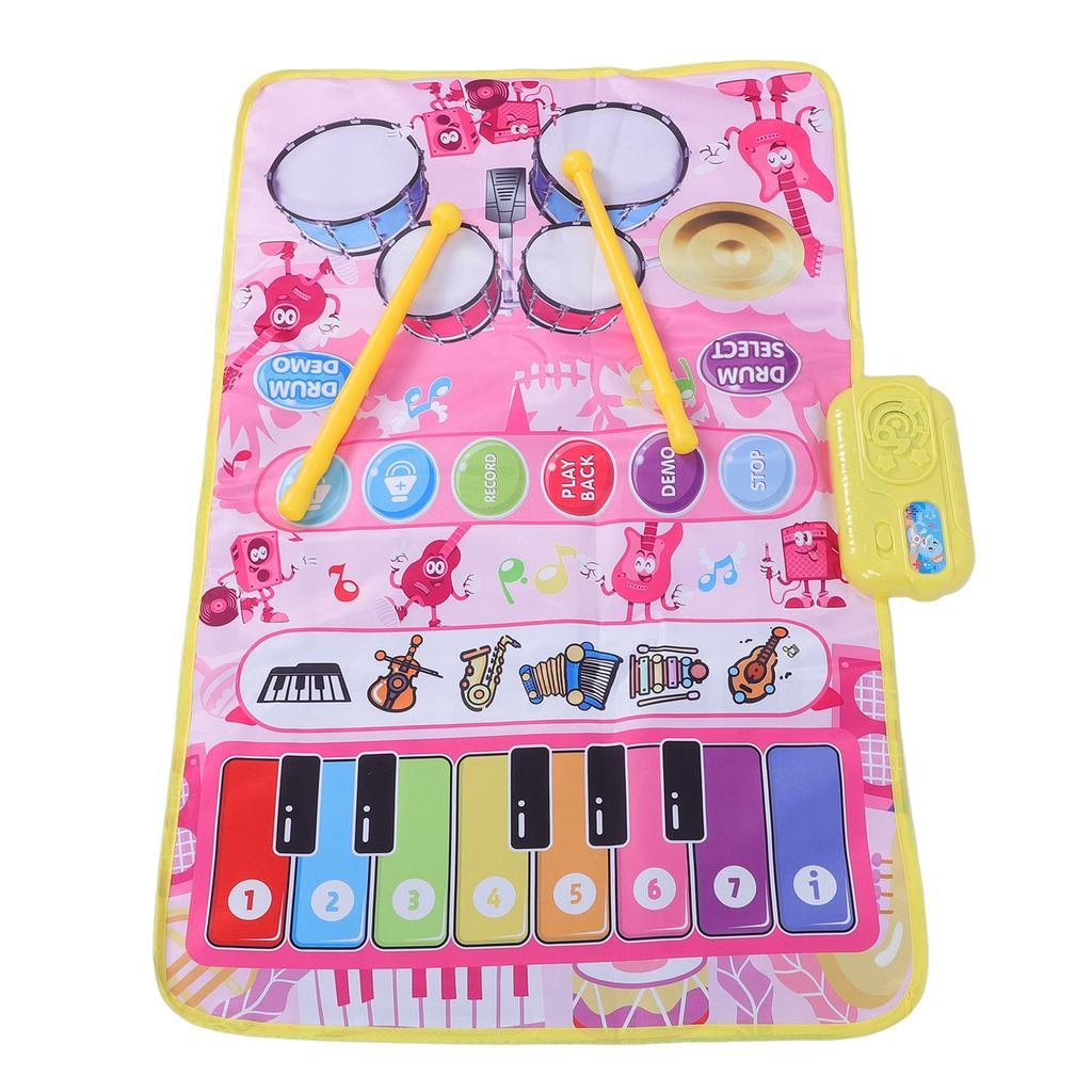 2 in 1 Baby Piano and   Mat 13 Keys 5 Music Instruments Sounds Interactive Game Baby Musical Mat for Toddler
