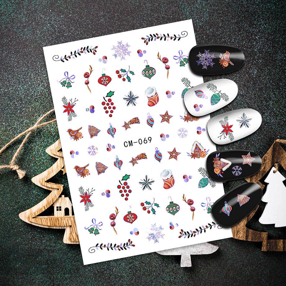 Snowflake Santa Claus Silver Nail Stickers - Christmas Decoration, Hot Seller in Cross-border E-commerce