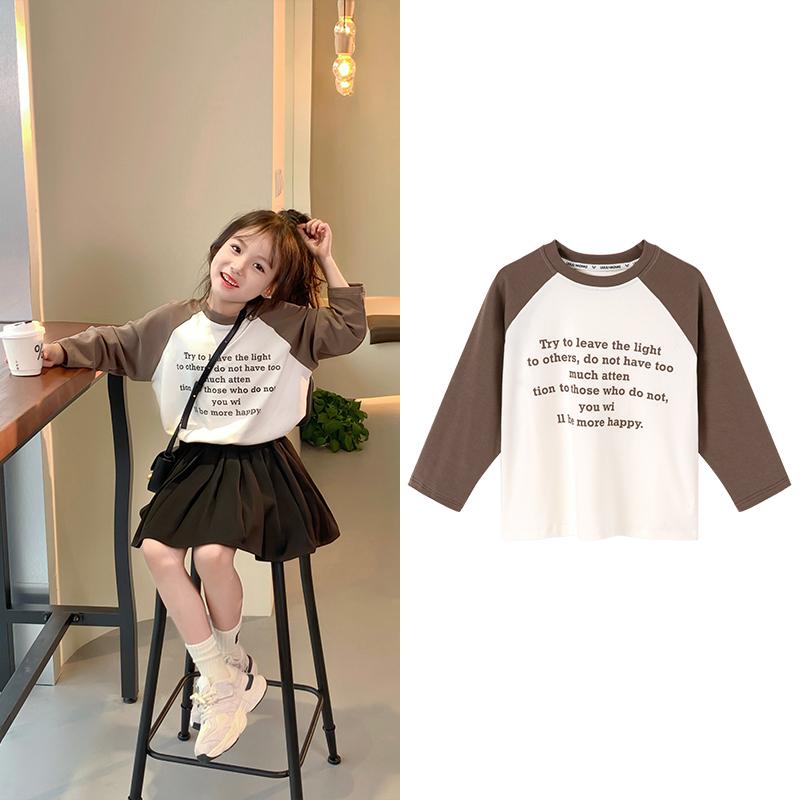 

Футболка для девочек. Детская весенняя спортивная рубашка с длинными рукавами. Топы для девочек в западном стиле модны весной. 150cm