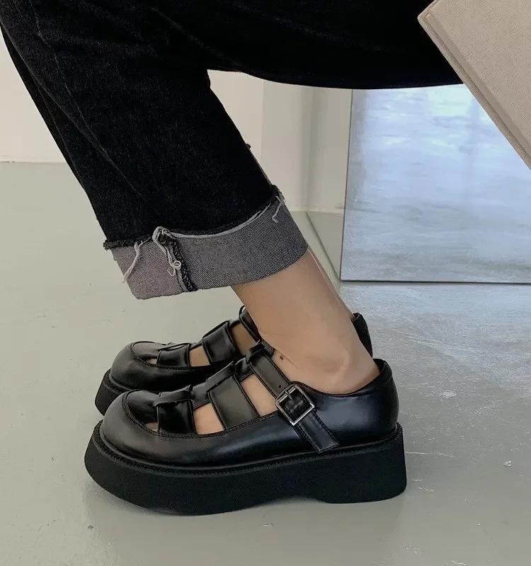Brand Ladies Thick-soled Roman Sandals  New Summer Autumn Retro Platform Women Shoes Hollow Fairy Wind Heightening Sandals2024