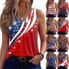 V-Neck Tank Top Women Print Tank Tee Casual Loose Fit Sleeveless Shirt