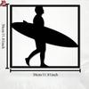 Modern Surfer Metal Wall Art: Dynamic Iron Surfing Figure for Patio & Garden