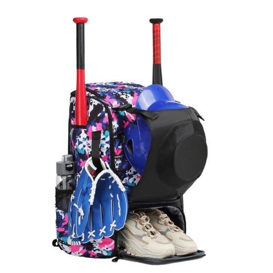 Mochila de béisbol bolsa de bate de Softball con gancho para valla y compartimento para zapatos gran capacidad múltiples bolsillos para casco de murciélago guantes y zapatos | en línea