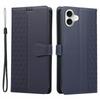 For iPhone 17 Case Splicing Imprinted Rhombus Leather Phone Cover with Wrist Strap