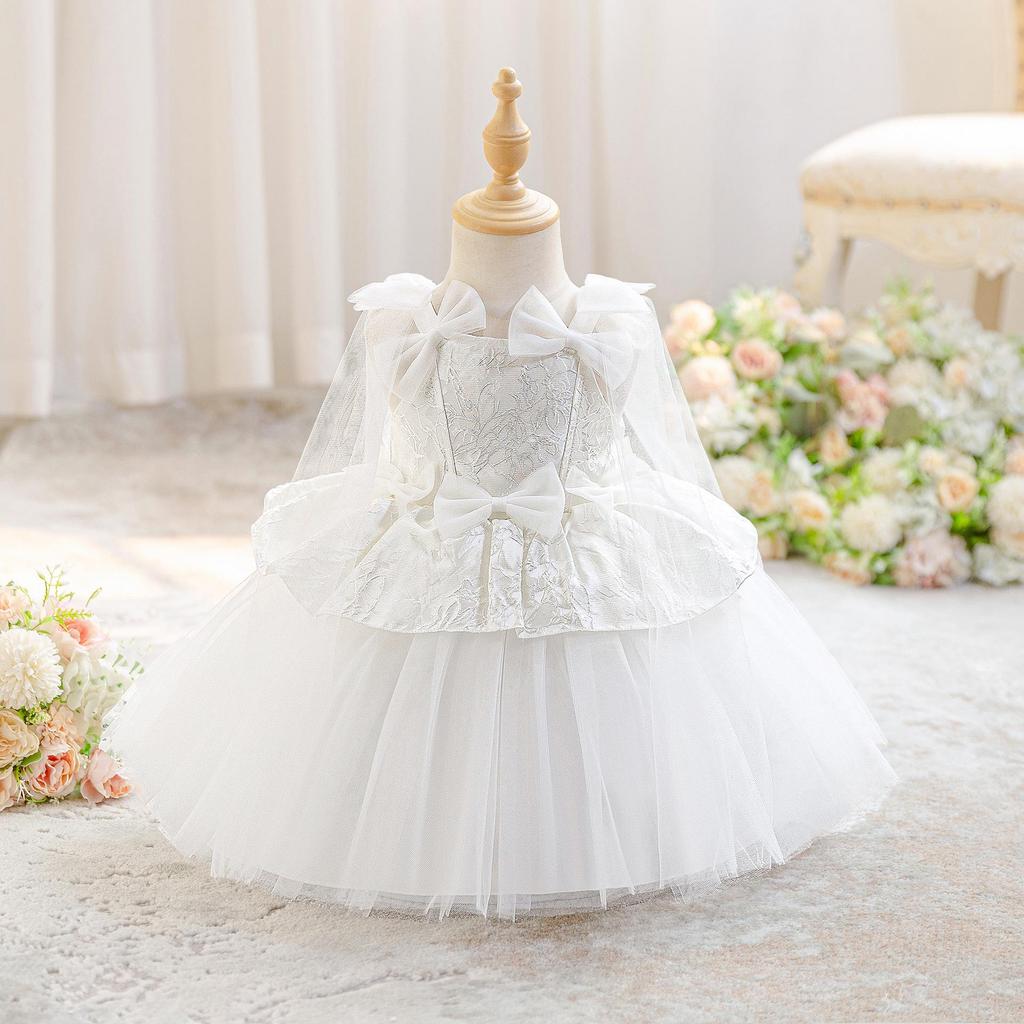 Elegant Princess Dress: Fluffy Soft Gauze Bow Skirt for Girls' Birthdays