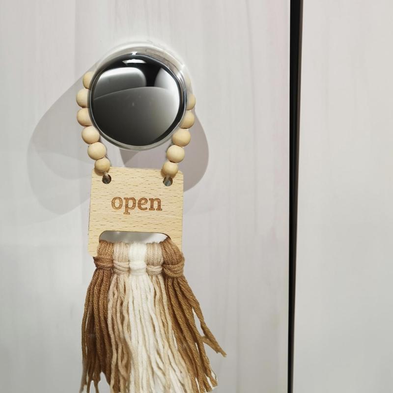 Wood Door Sign With Cotton Tassels Fringed Occupancy Indicator Sign For Home Office Conference Room Bathroom Restroom