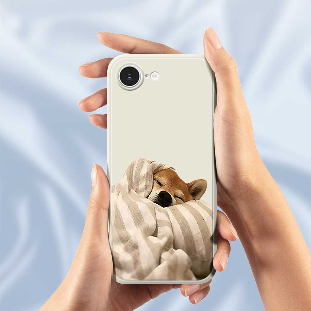 For iPhone 16e Case Wrapped Dog Pattern Printing Straight Edge TPU Phone Back Cover