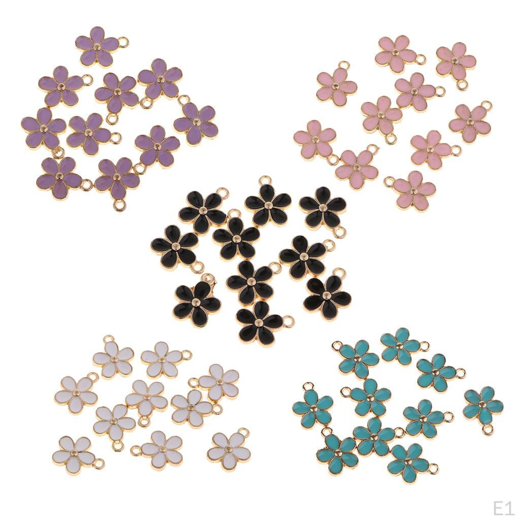 10 Colorful Flower Charm Pendants for Jewelry Making crafts Small Bulk Charms Necklace Bracelet