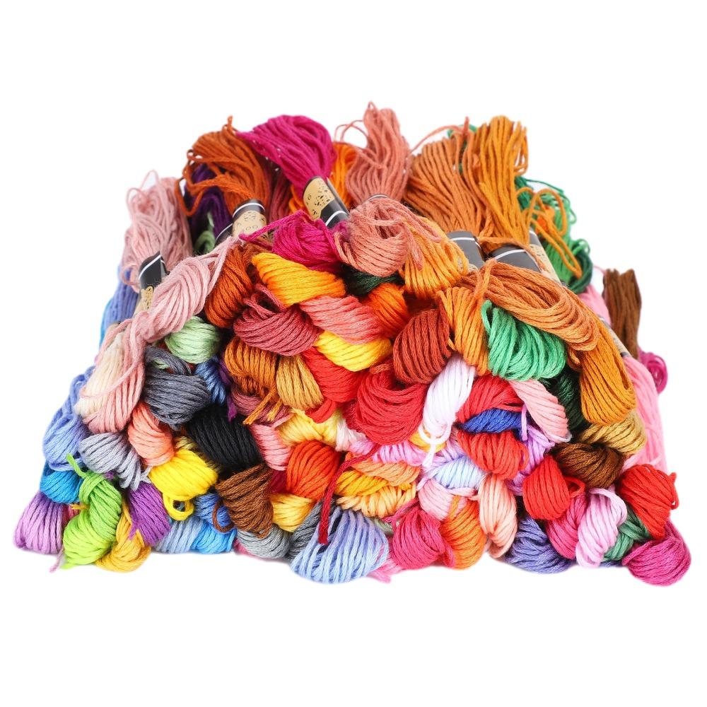 100pcs Polyester Cotton Cross Stitch Floss Rainbow Color Bracelet Yarn Embroidery Thread Embroidery