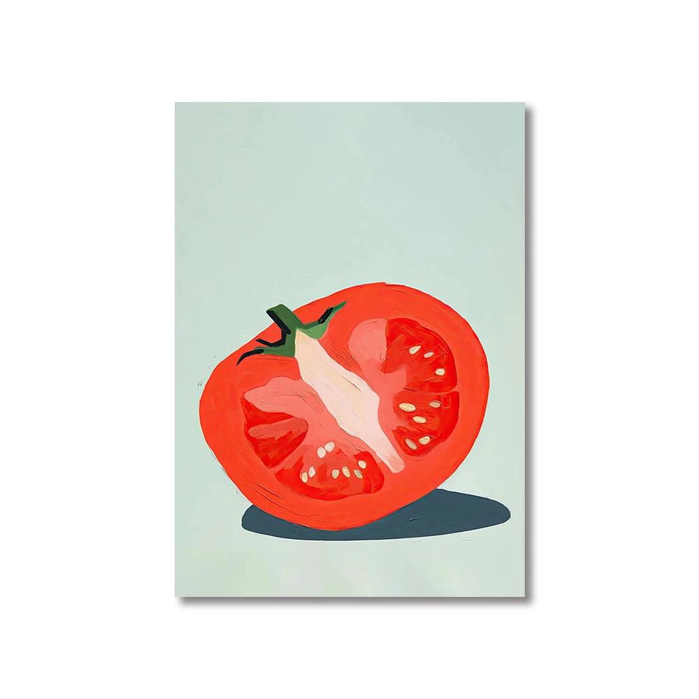 Colorful Modern Abstract Fruit Canvas Prints Maximalist Peach Strawberry Watermelon Wall Art Poster for Living Room Home Decor