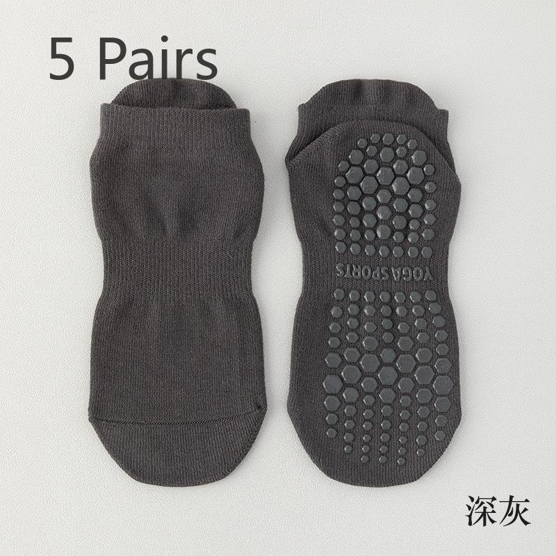 5 Pairs of Women's Spring and Autumn Cotton Non Slip Indoor Fitness Jump Yoga Sports Socks