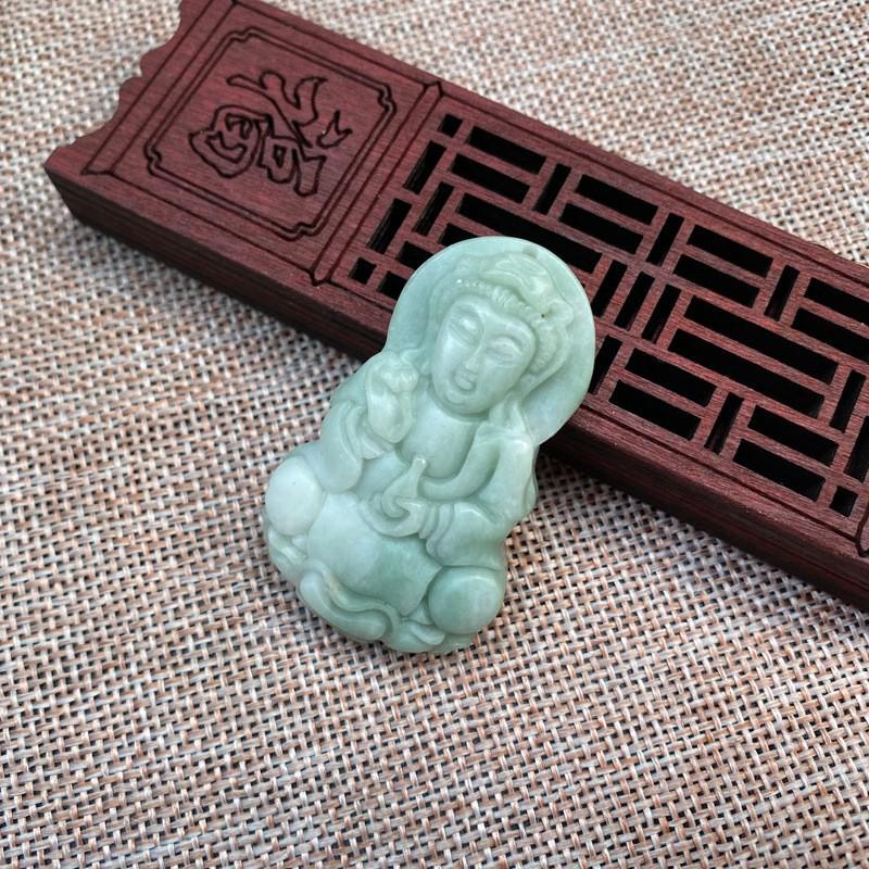 Deep Green Light Green Jade Guanyin Pendant - Guizhou Emerald for Men and Women