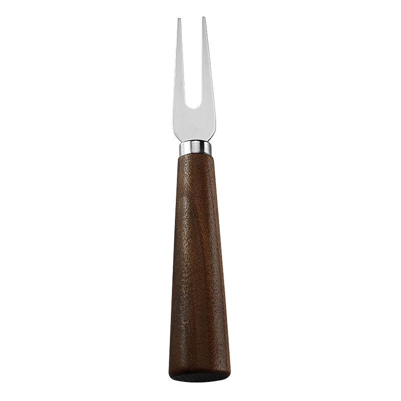 Walnut Handle Stainless Steel Cheese Knife, Fork, and Butter Spreader Set
