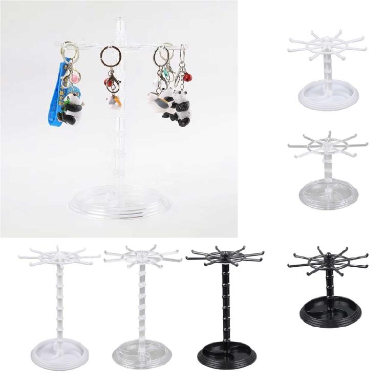 Jewelry Rotating Display Holder Organizer Necklace Keychain Stand Rack Hook