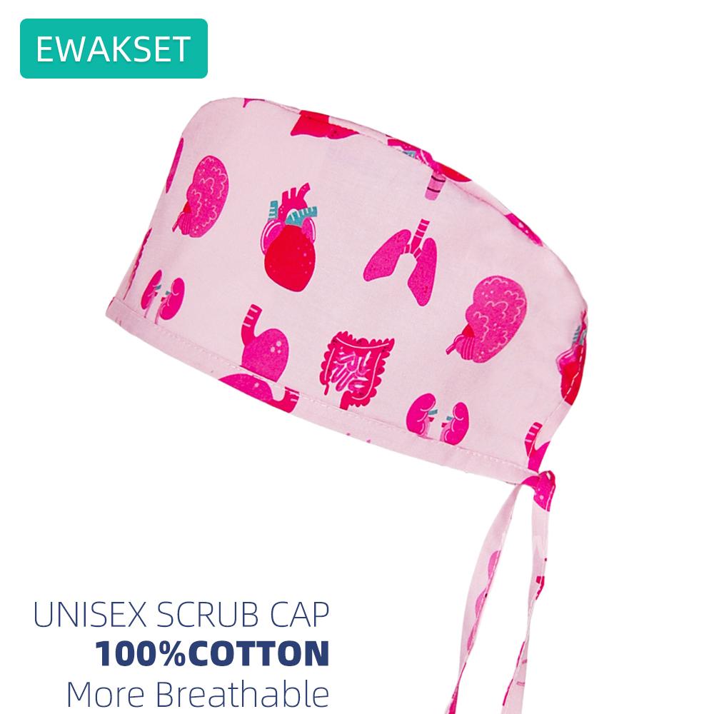 New Female Male Surgical Scrub Cap 100%Cotton Medical Nurse Doctor Hat Dentist Spa Lab Nursing Hats Unisex Hospital Surgeon Caps