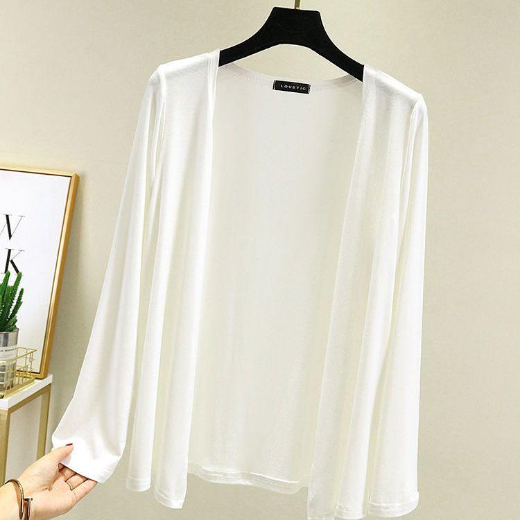 Thin Modal Coat Women's Summer Loose Clothes Versatile Casual Top Long Sleeve Knitted Air Conditioning Cardigan Sunscreen Clothes