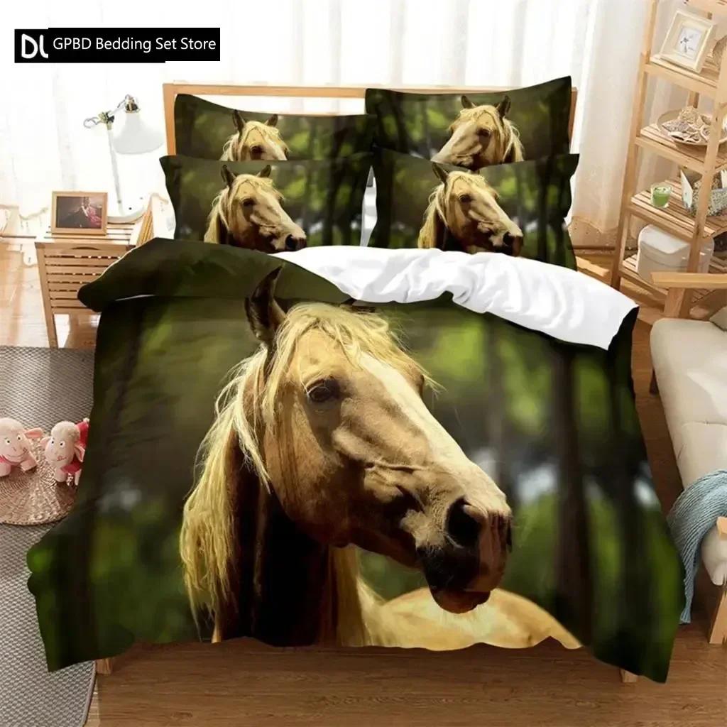 

Comforter Luxury New 3D Print Thinking Horse Comfortable Duvet Bedding Set Children Bedroom Decoration Home Textile Comforter (quilt)-EU Single(135*200cm)3pcs