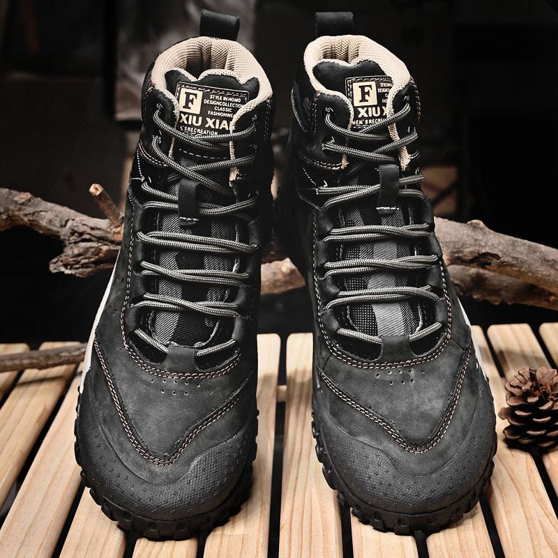 Luxury Brand Men Boots High Quality Non-Slip Outdoor Boots Genuine Leather Mens Casual Shoes Winter Thick Bottom Warm Male Boots