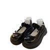 Thick-soled shallow-mouth single shoes women's 2025 new fashion bow small leather shoes heightening French with skirt Mary Jane shoes