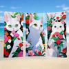 Towel Textile Flowers Bathrobe Beach Cat Surrounded Quick-Drying Adorable Lightweight Portable White Camping Swim Pool Travel