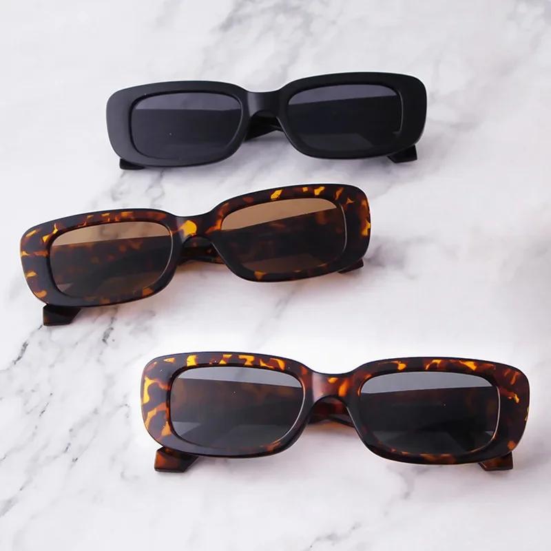 2 Stück Kleine Rechteckige Sonnenbrillen Damen Designer Vintage Sonnenbrillen Damen Klassische Brillen Schwarz Quadratisch Oculos UV400 Brillen