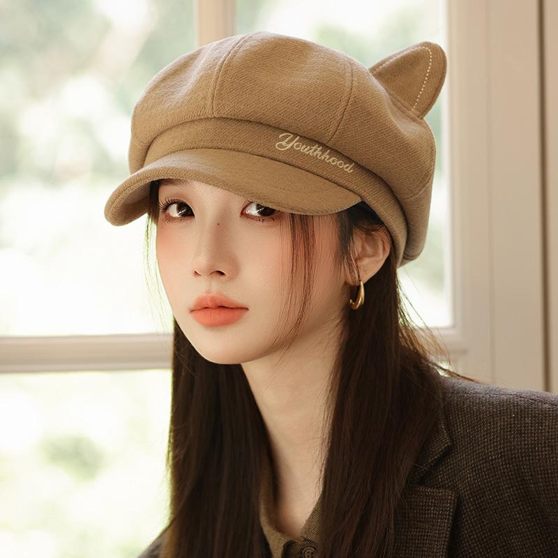 Spring and Autumn Japanese Cat Ear Beret Retro Casual Octopus Hat Windproof Warm Baseball Cap Variety Painter Hat New