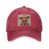 Highland Cow Cartoon Animal Denim Fabric Cap Casual Baseball Caps Adjustable Hat Summer Unisex Baseball Hats