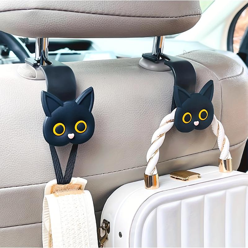 2Pcs Cartoon Cute Cat Car Clips Front Seat Headrest Organizer Holder Auto Fastener Hangers Car Storage Interior Accessories