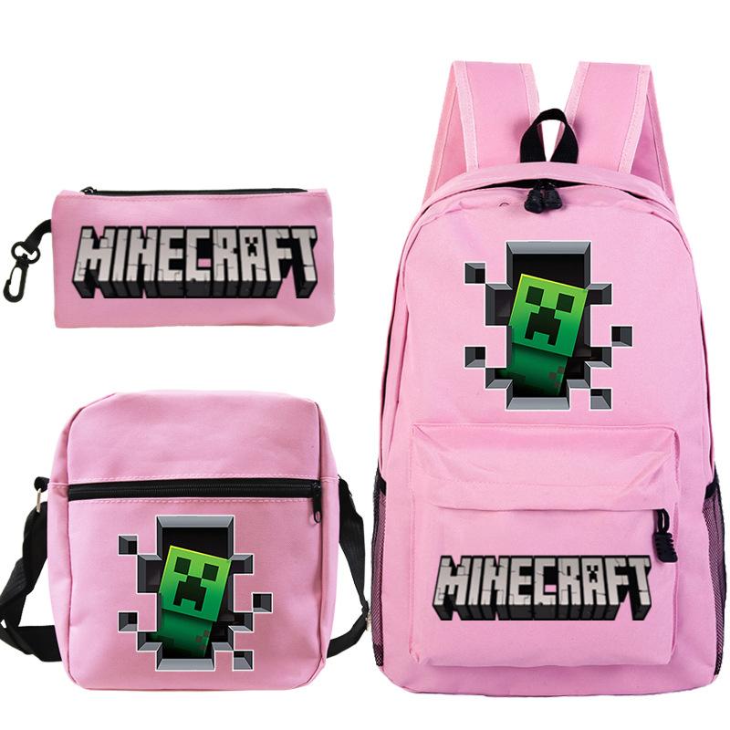 Game Minecraft Printed Children'S School Bag Oblique Span Bag Stationery Pencil Bag Student Backpack Set