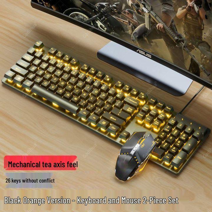Wired Mechanical Keyboard, Headset & Mouse Set for Gaming and Office Use