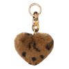 Uxcell 5.9" Heart-Shaped Plush Keychain with Artificial Rabbit Fur Pom Pom Fluffy Bag Decoration, Car Key Ring, Purse, Backpack, Handbag Decoration,