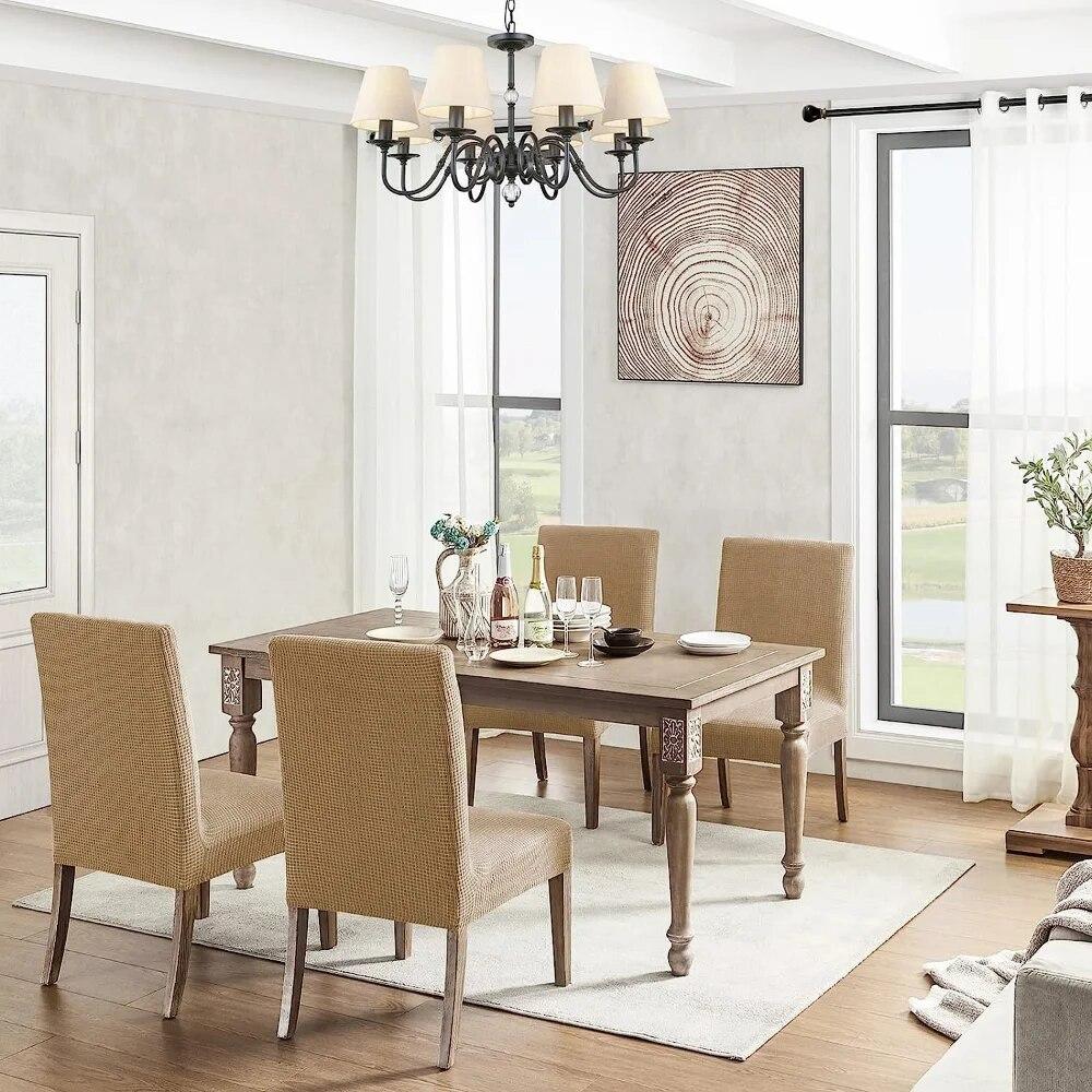 2PCS Waterproof Dining Chair Cover Polar Fleece Stretch Chair Slipcover Solid Chair Cover for Kitchen Banquet Wedding Home
