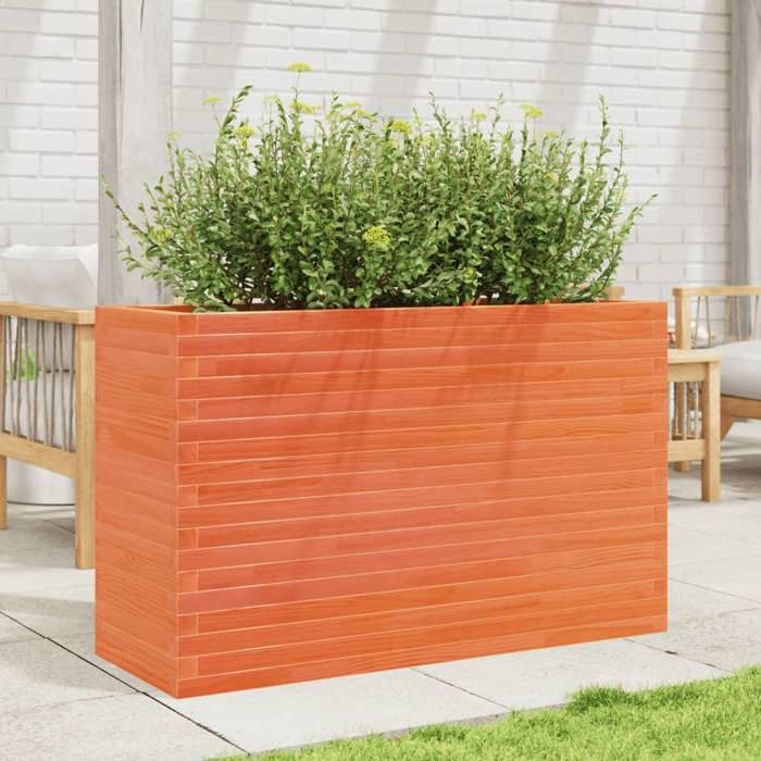 VidaXL Jardinière cire marron 110x40x68,5 cm bois de pin massif, jardinière d'extérieur, bac à fleurs, bac à tomates, 3282496