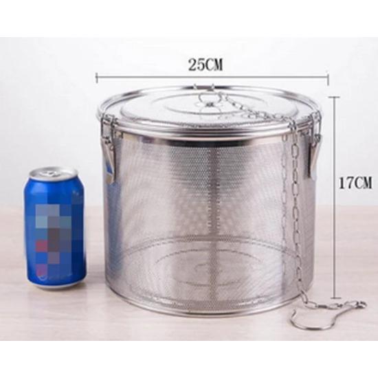 Big Stainless Steel Fine Mesh Strainer Gravy Soup Taste Spice Box Basket Brine Hot Pot Slag Separation Colander Strainers Basket