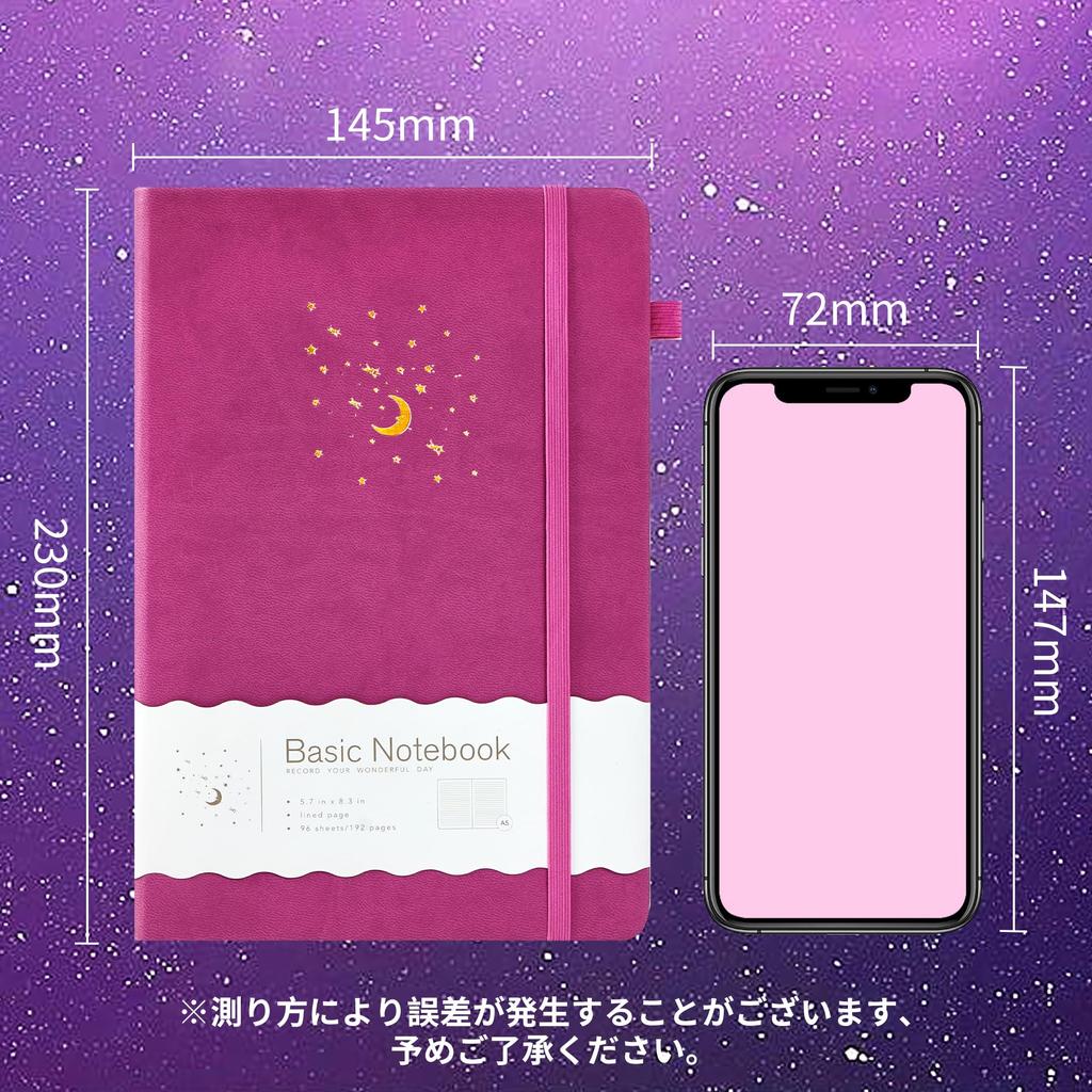 CAGIE A5 Hardcover 8mm Ruled Pen Classic x Travel Lilac Notebook, Stylish, Lines, Holder, Design, Cute, 14.5cm 21cm, Business, Adult, Girl, Journal,
