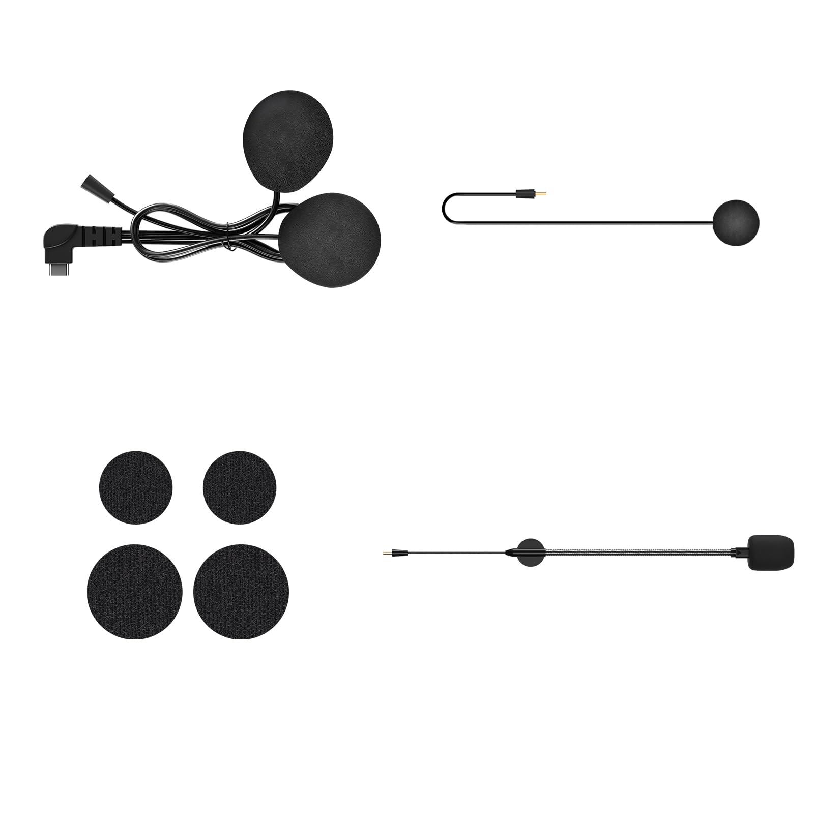 

FODSPORTS T1 T1 PRO Helmet Speaker Set with Arm and Cord Velcro Attachment & Microphone, чёрный