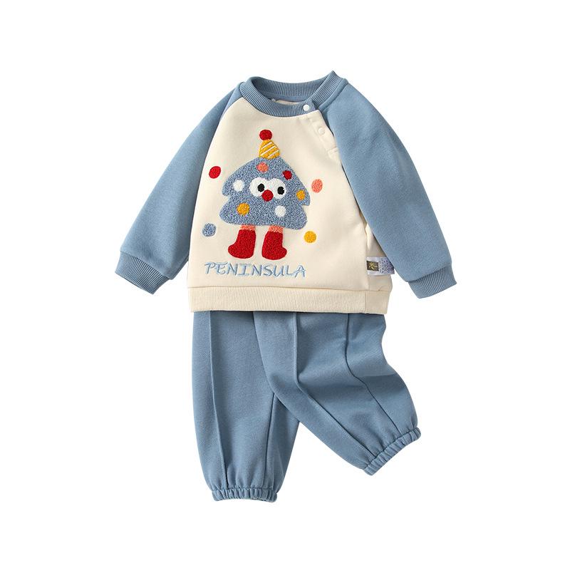 Kids' Autumn Cartoon Long Sleeve Sweatshirt Set - Korean Style Boys' Two-Piece Ensemble