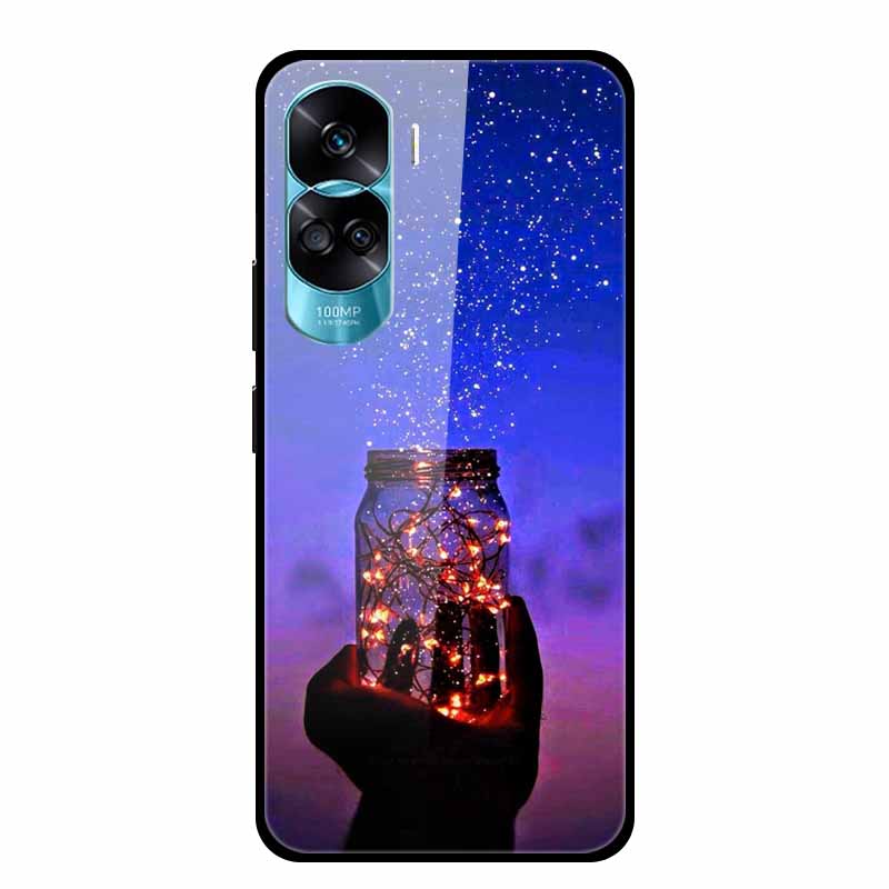 For Honor 90 Lite Case Honor90 Pro 5G Wolf Cats Tempered Glass Hard Covers for HuaWei HONOR 90 Pro 90Lite Protective Luxury Capa