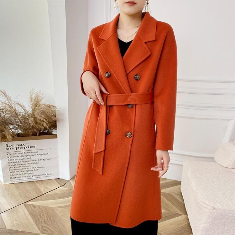 Warm Winter Wool Coat 100 Percent Wool Long Overcoat Handmade Pea Coat Autumn Women Jacket
