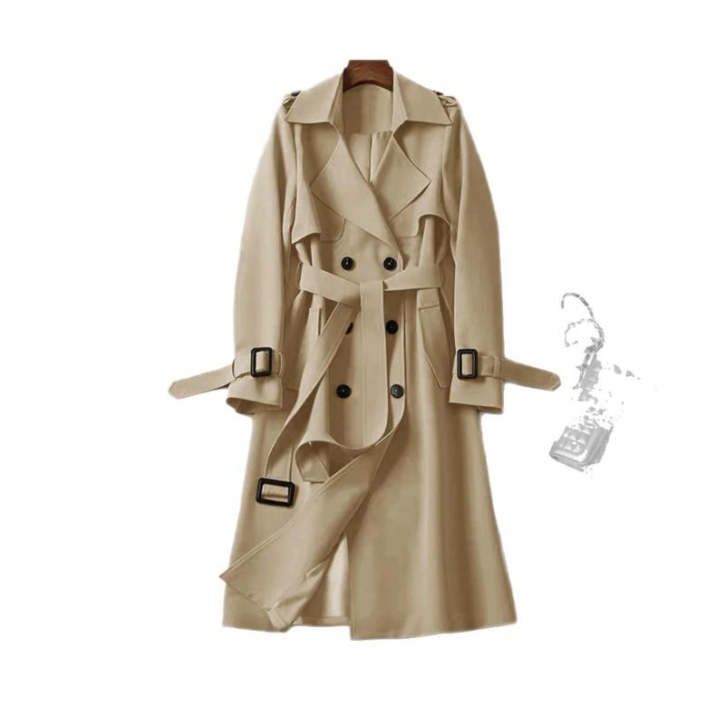 Womens Long Trench Coat 2026 A-Line Double-Breasted Belted Outerwear Casual Comfortable