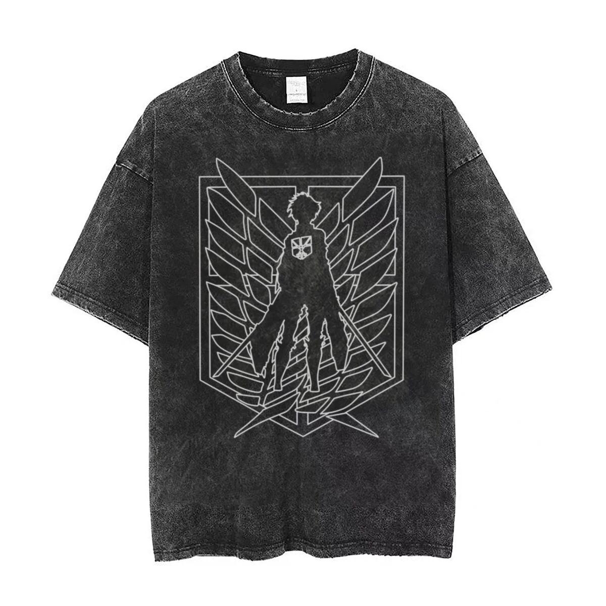 

Anime Attack On Titan Eren Jaeger Print T Shirt Unisex Women Tshirts Washed Cotton Tee Yk Harajuku Gothic Short Sleeve Tshirt Unisex S