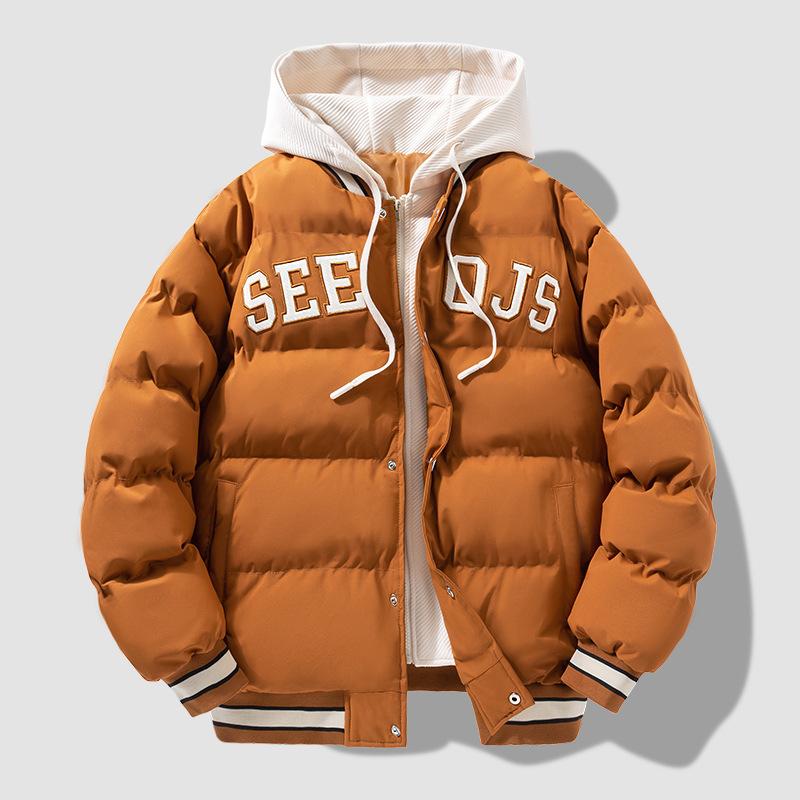

New Autumn Korean Style Men s Cotton-padded Jacket with No-iron Treatment, Youthful and Popular Hooded Cotton-padded Jacket M