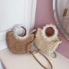 Adorable And Fashionable Woven Kids Handbag In White And Khaki Ideal For Preschoolers