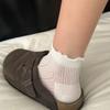 White Mesh Stockings - Summer Lightweight Lace Mid-calf Socks Without Bones - Postpartum Stockings with Low Heel and Shallow Opening