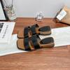 Summer New Thick-bottomed Cool Slippers for Women, High-end Korean Version of Temperament Double-row One-word with Temperament Slippers for Women