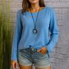 Women's Solid Color Casual Top Round Neck Long Sleeved Loose Pullover Top